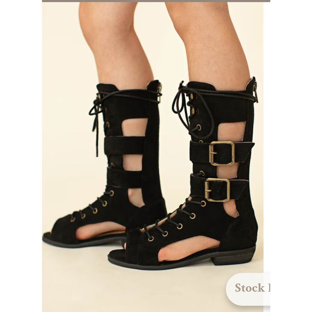 Joyfolie Mia Joy KIKI GLADIATOR BOOT IN BLACK Girl's Toddler Size 12T